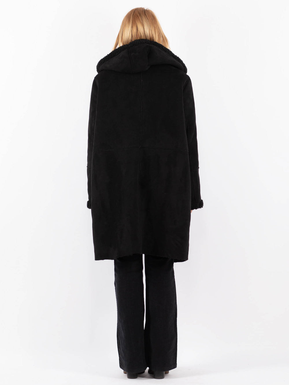Vintage 00's Women Faux Sheepskin Coat in BlackV9713