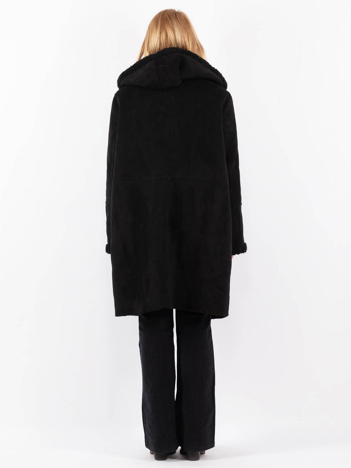 Vintage 00's Women Faux Sheepskin Coat in BlackV9713
