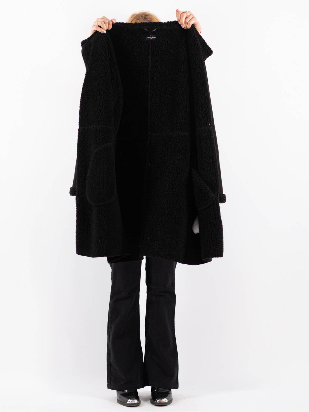 Vintage 00's Women Faux Sheepskin Coat in BlackV9713