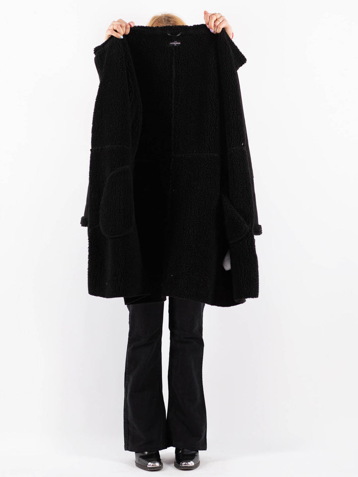 Vintage 00's Women Faux Sheepskin Coat in BlackV9713