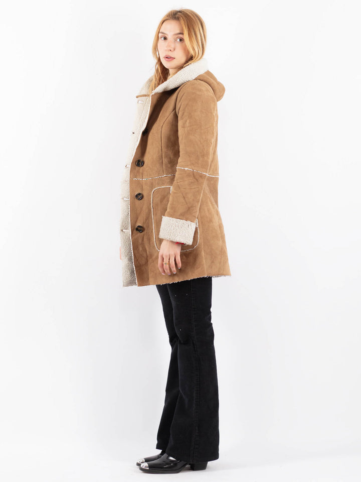 Vintage 00's Women Faux Sheepskin Coat in BeigeV9718