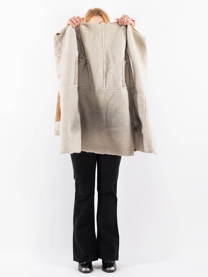 Vintage 00's Women Faux Sheepskin Coat in BeigeV9718