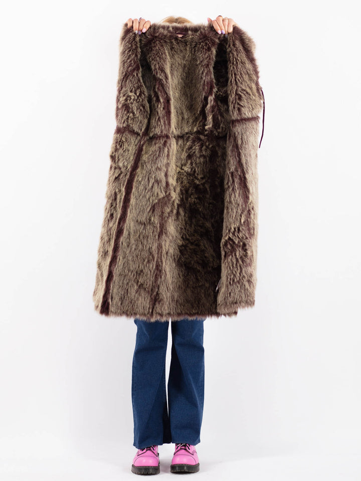 Vintage 00's Women Faux Sheepskin Coat in PurpleV9618