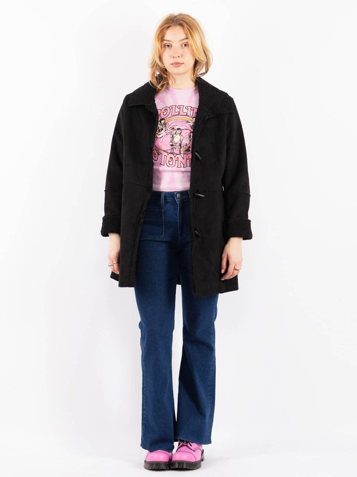 Vintage 90's Women Faux Sheepskin in BlackV9619