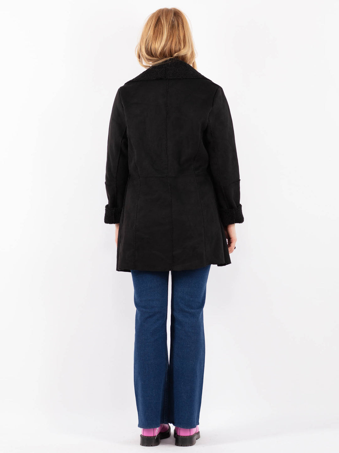 Vintage 90's Women Faux Sheepskin in BlackV9619