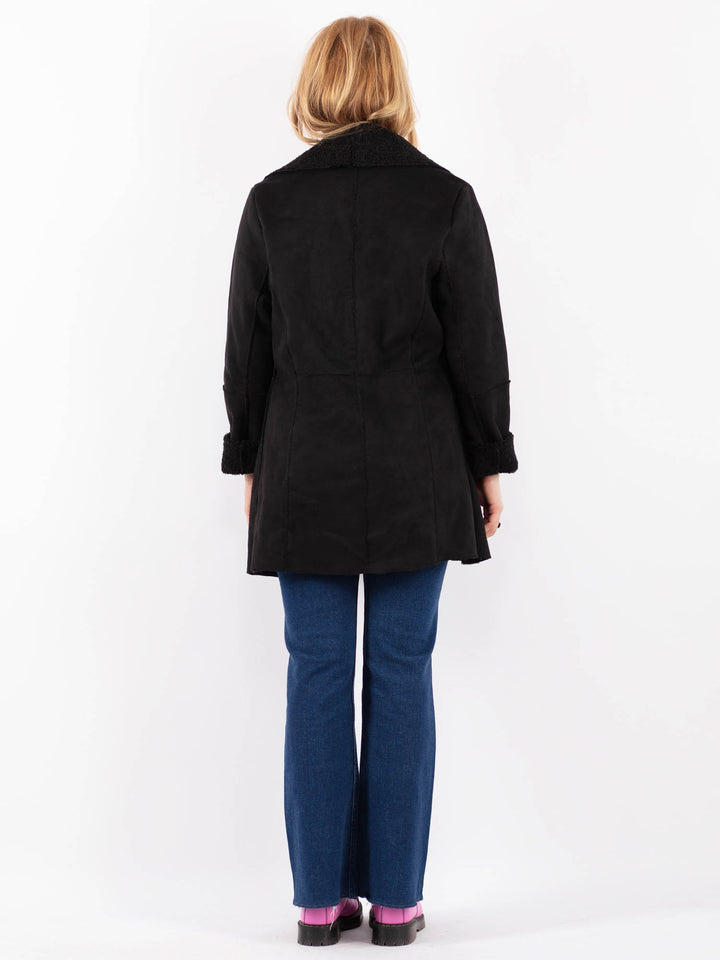 Vintage 90's Women Faux Sheepskin in BlackV9619