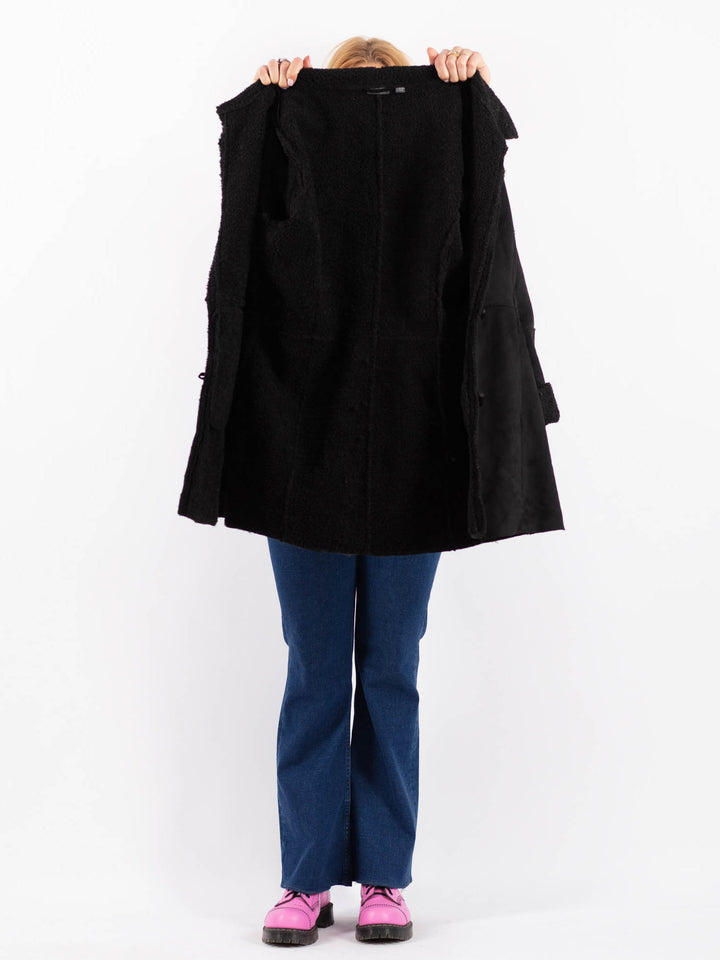 Vintage 90's Women Faux Sheepskin in BlackV9619