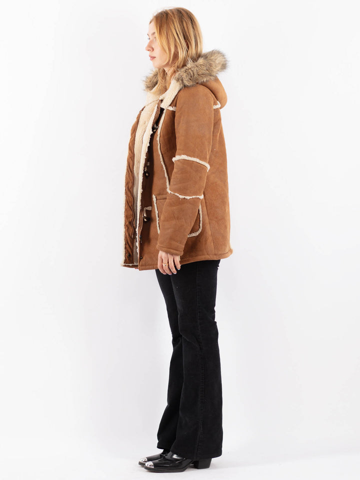 Vintage 00's Women Faux Sheepskin Coat in BeigeV9724