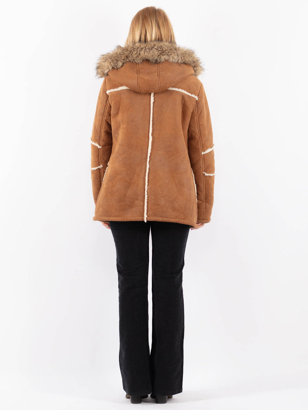 Vintage 00's Women Faux Sheepskin Coat in BeigeV9724