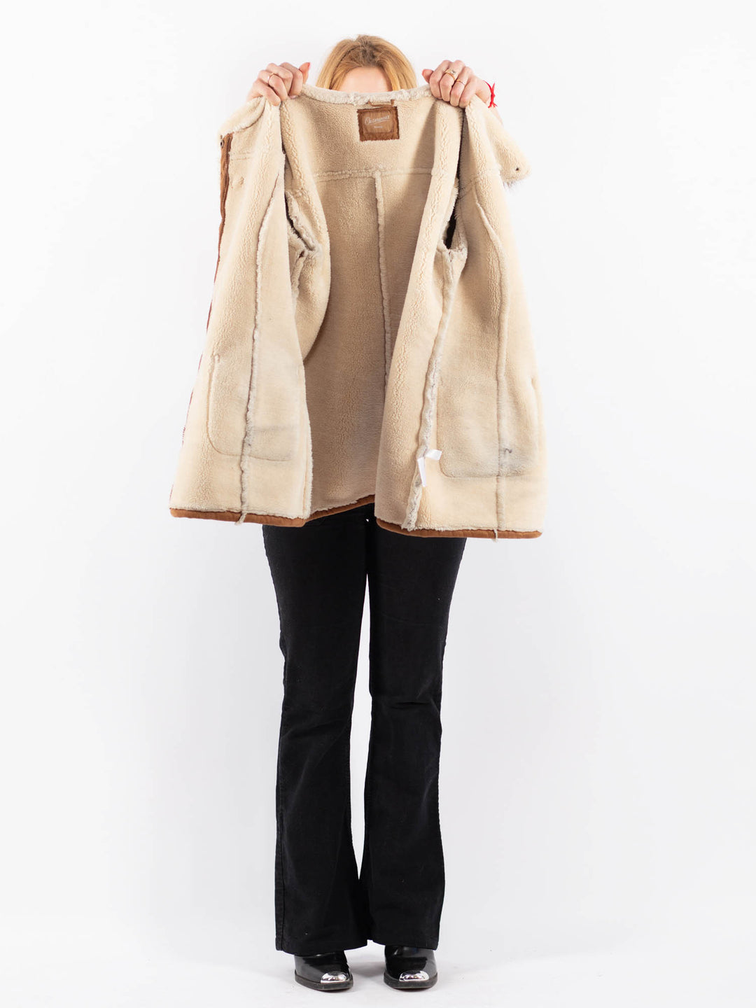 Vintage 00's Women Faux Sheepskin Coat in BeigeV9724