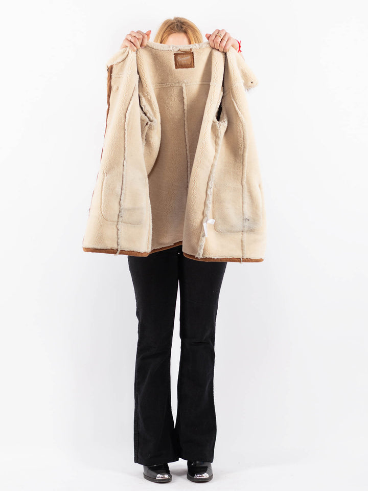 Vintage 00's Women Faux Sheepskin Coat in BeigeV9724
