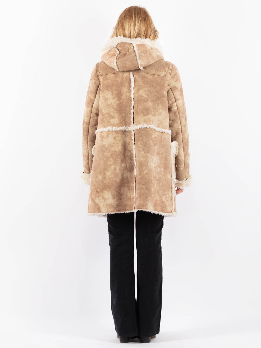 Vintage 90's Women Faux Sheepskin Coat in BeigeV9725