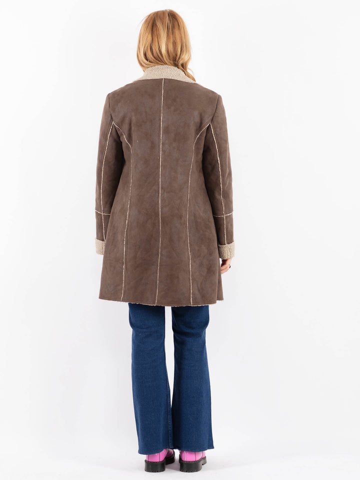 Vintage 90's Women Faux Sheepskin Coat in BeigeV9623