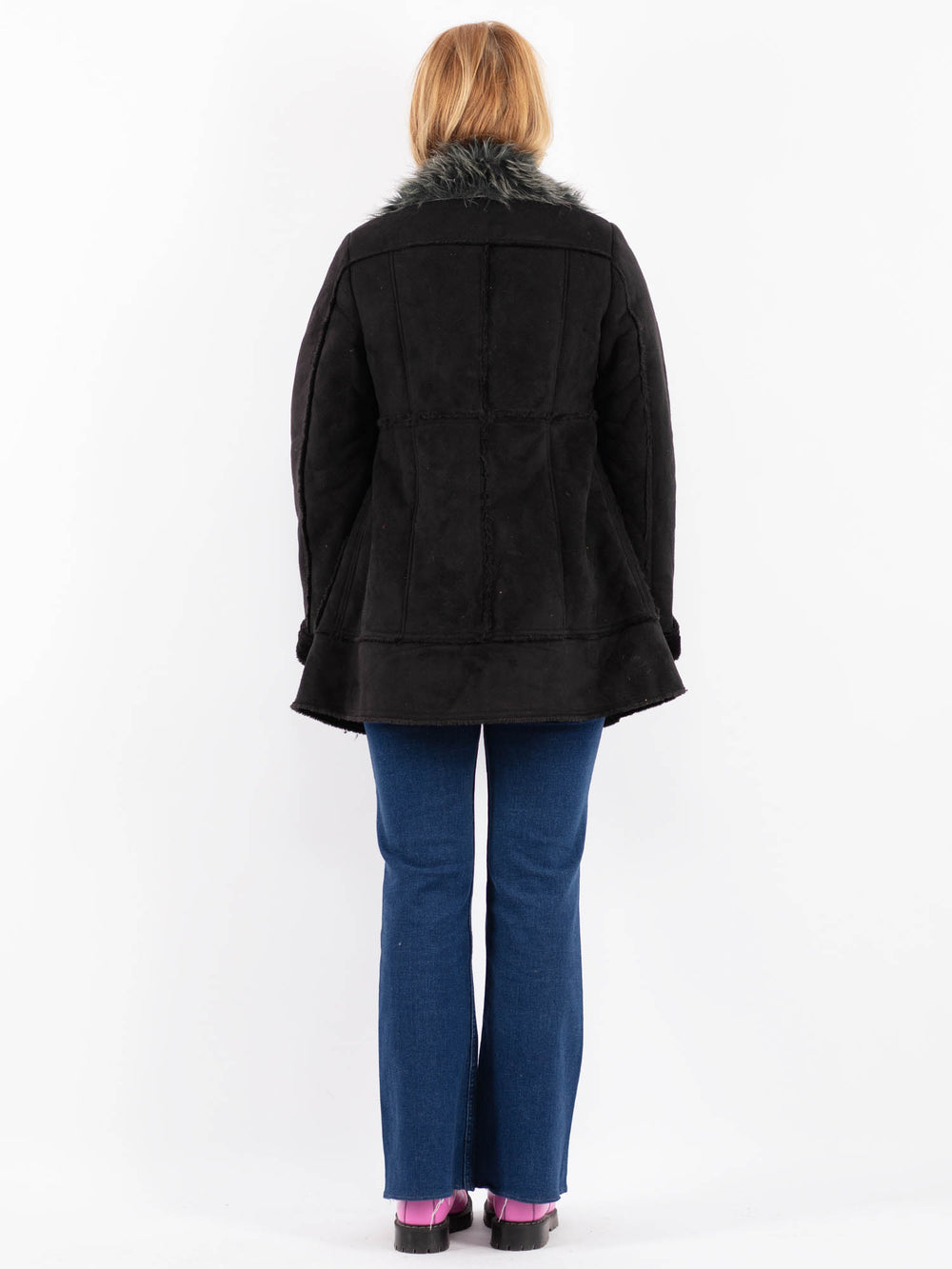 Vintage 90's Women Faux Sheepskin in BlackV9627