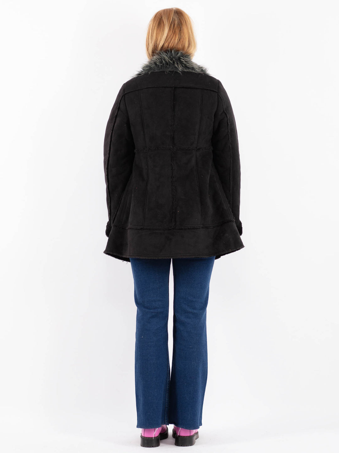 Vintage 90's Women Faux Sheepskin in BlackV9627
