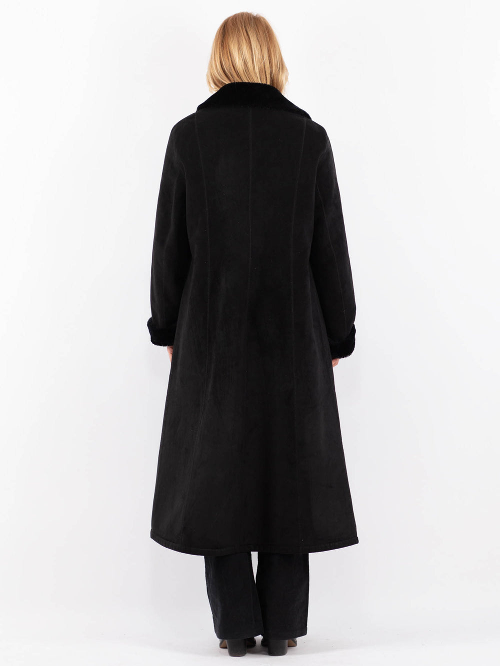 Vintage 00's Women Faux Sheepskin Coat in BlackV9730