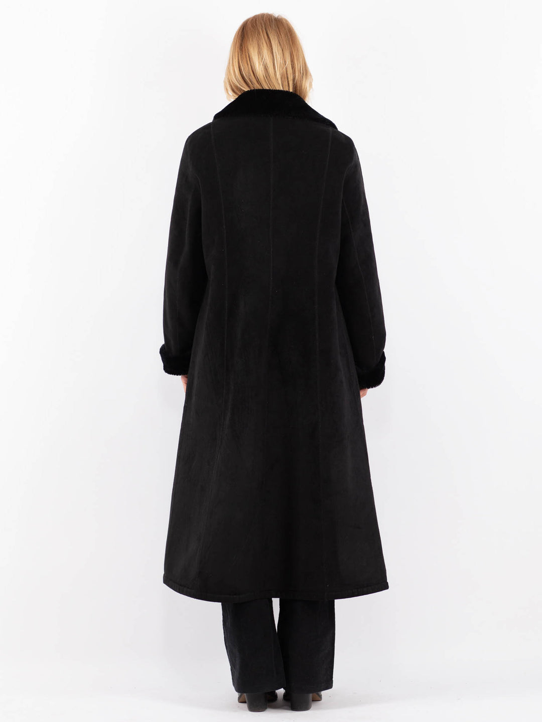 Vintage 00's Women Faux Sheepskin Coat in BlackV9730