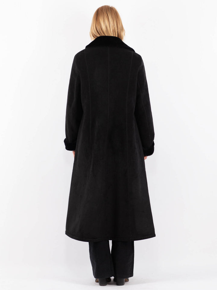 Vintage 00's Women Faux Sheepskin Coat in BlackV9730