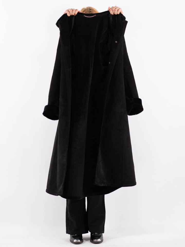 Vintage 00's Women Faux Sheepskin Coat in BlackV9730