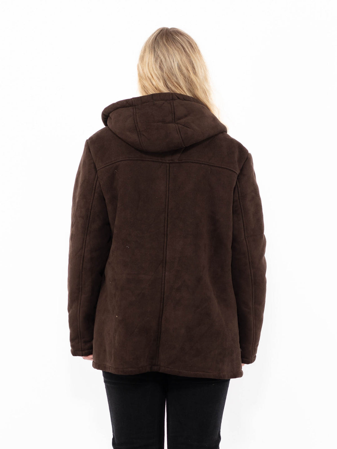 Vintage 90's Women Faux Sheepskin Jacket in BrownA0910