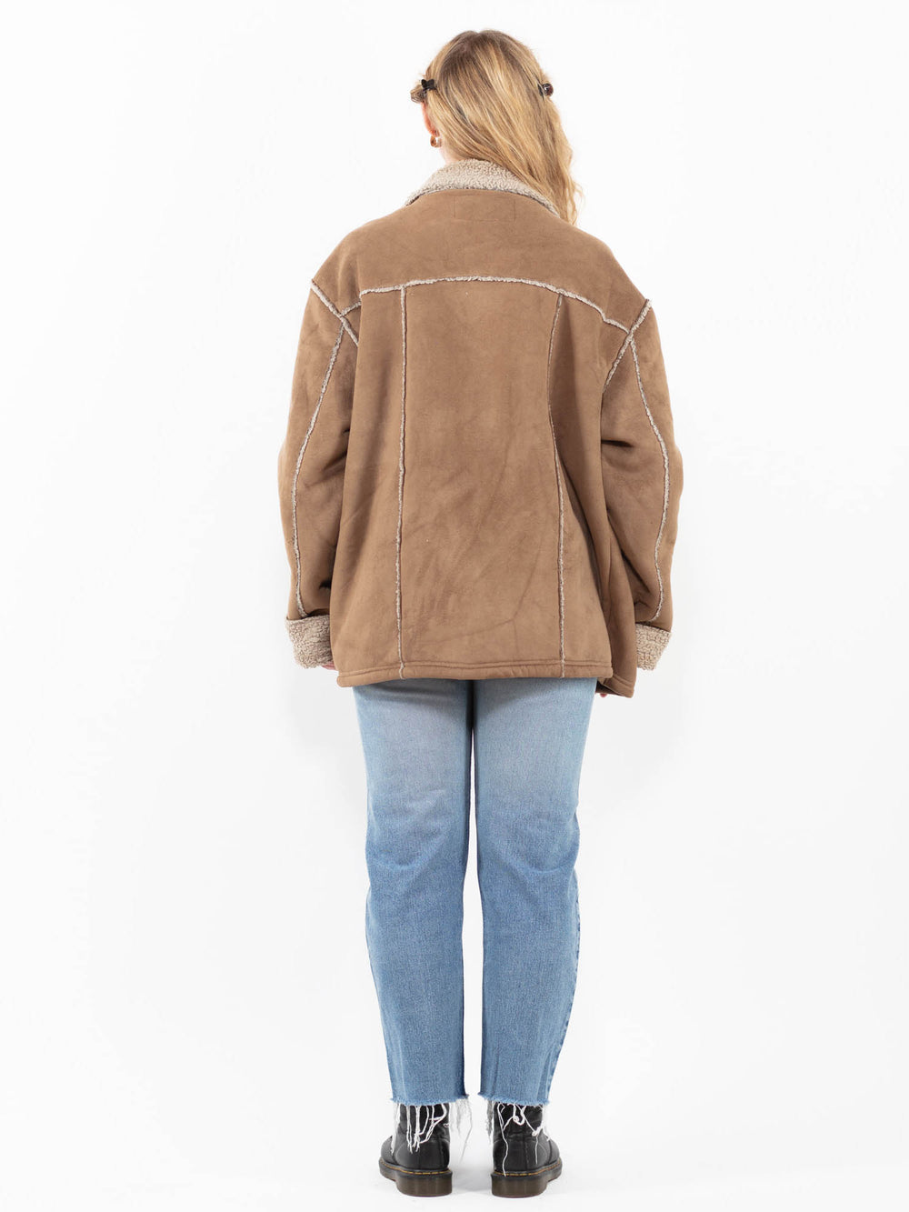 Vintage 00's Women Faux Sheepskin Jacket in BeigeA0306