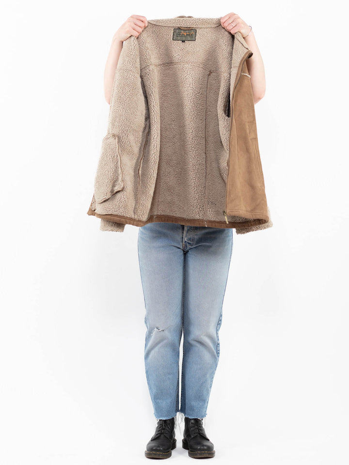 Vintage 00's Women Faux Sheepskin Jacket in BeigeA0306