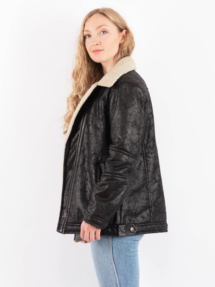Vintage 00's Women Faux Sheepskin Jacket in BlackV9503
