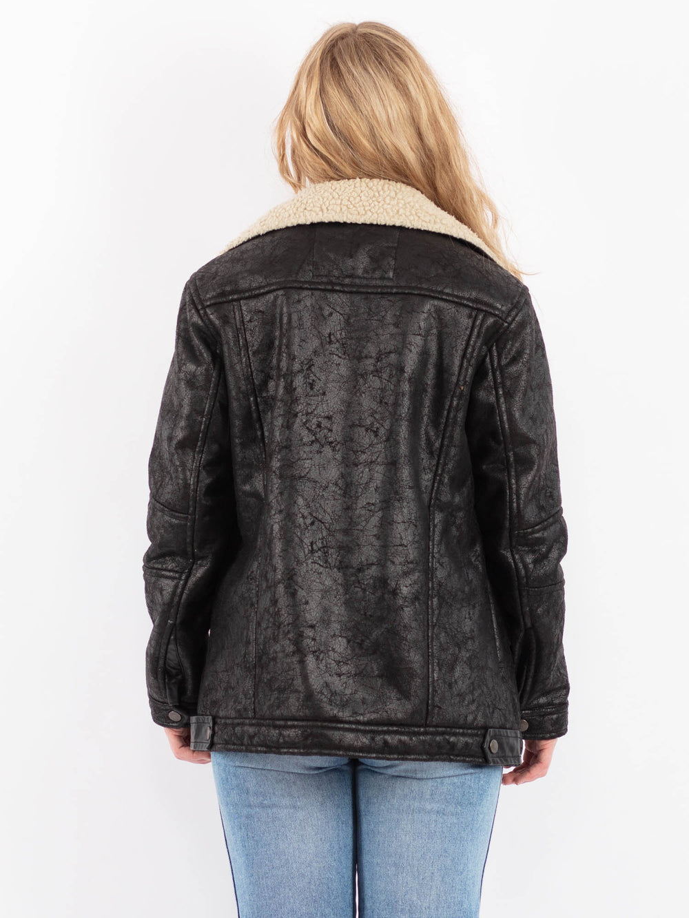 Vintage 00's Women Faux Sheepskin Jacket in BlackV9503