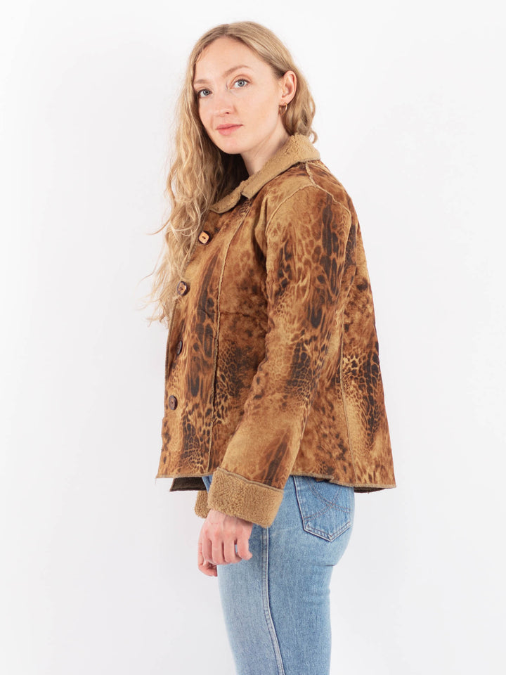 Vintage 90's Women Faux Sheepskin Jacket in BeigeV9506