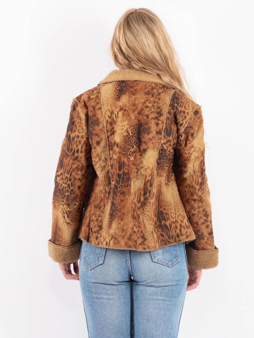 Vintage 90's Women Faux Sheepskin Jacket in BeigeV9506