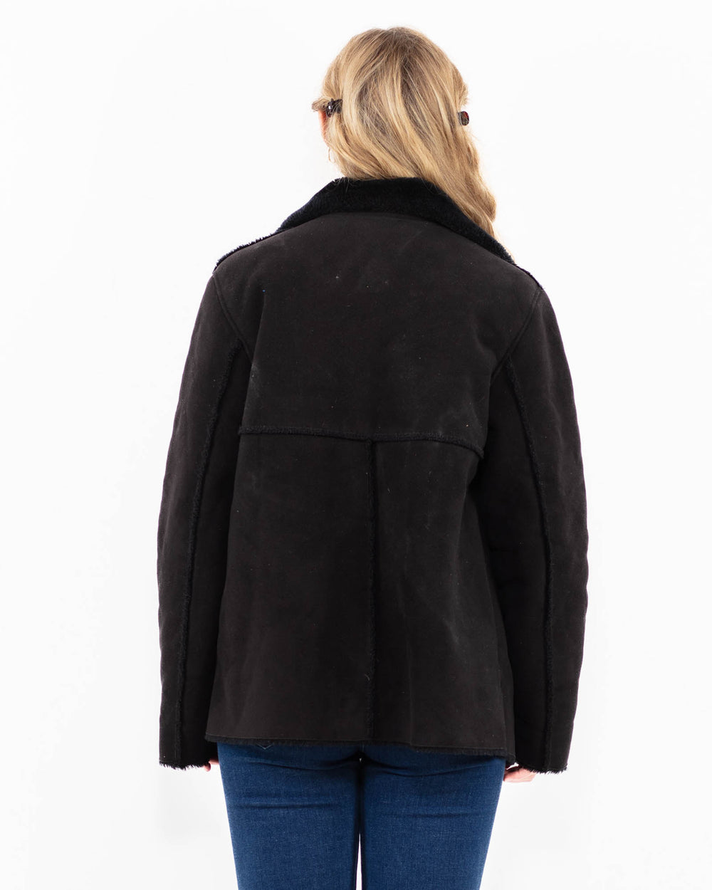 Vintage 90's Women Faux Sheepskin in Black0019