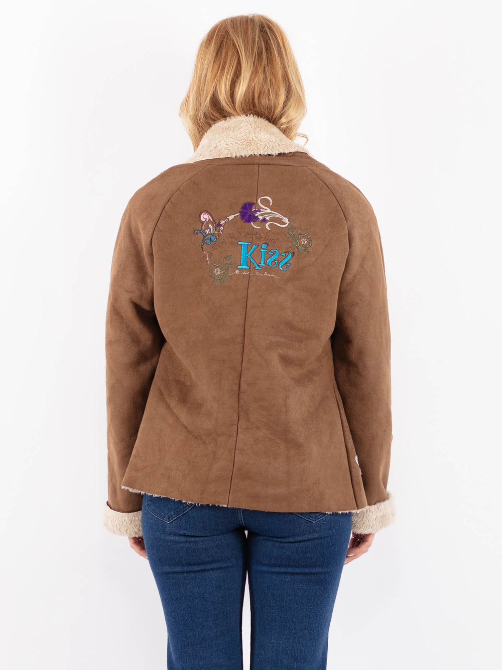 Vintage 00's Women Faux Sheepskin Jacket in BrownV9586
