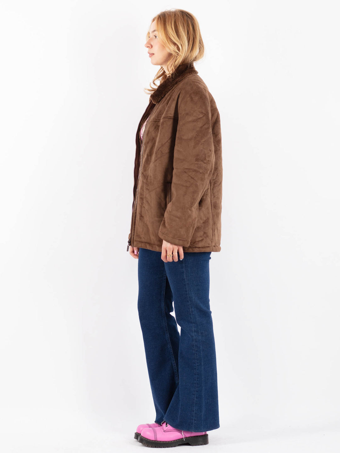Vintage 00's Women Faux Sheepskin in BrownV9589
