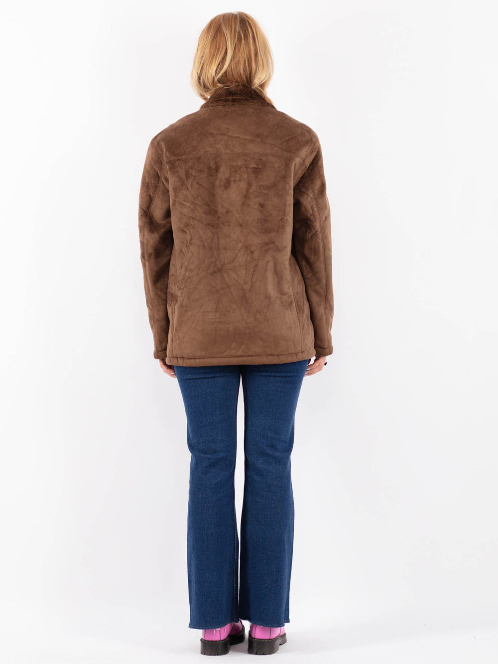 Vintage 00's Women Faux Sheepskin in BrownV9589