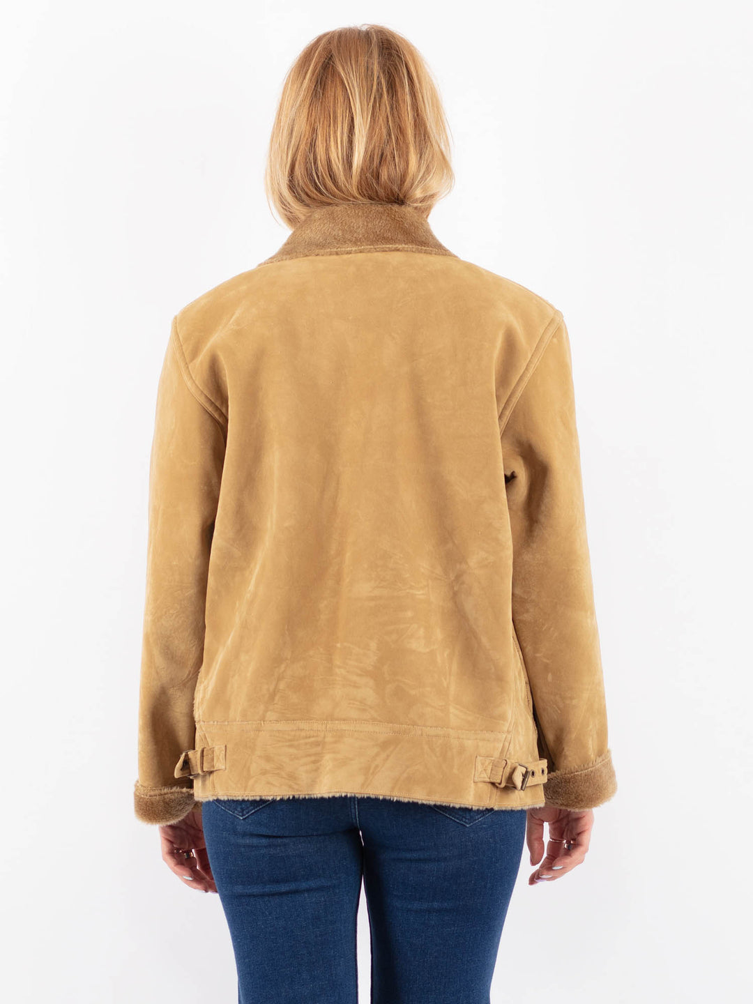 Vintage 90's Women Faux Sheepskin Jacket in BeigeV9592