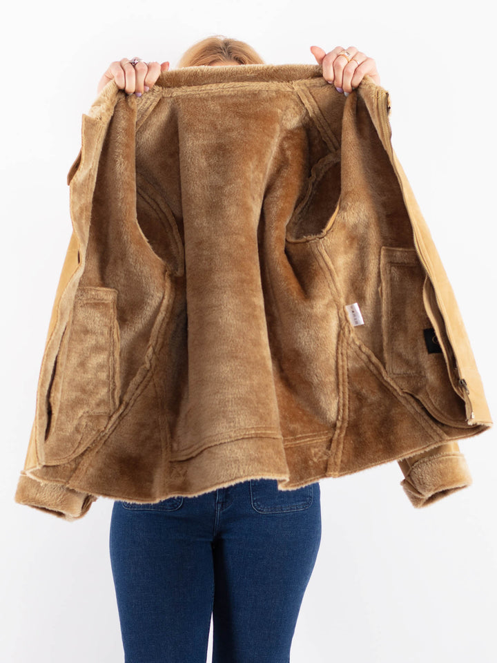 Vintage 90's Women Faux Sheepskin Jacket in BeigeV9592