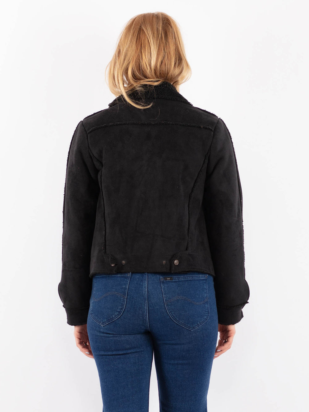 Vintage 00's Women Faux Sheepskin Jacket in BlackV9604