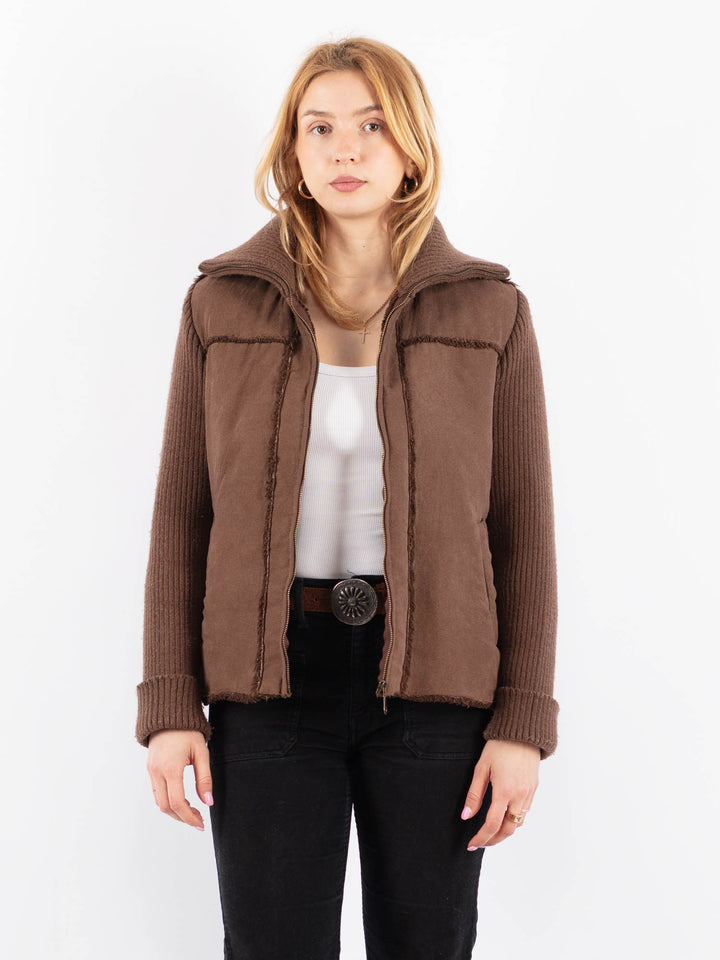 Vintage 90's Women Faux Sheepskin Jacket in BeigeV9706