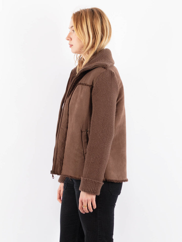 Vintage 90's Women Faux Sheepskin Jacket in BeigeV9706