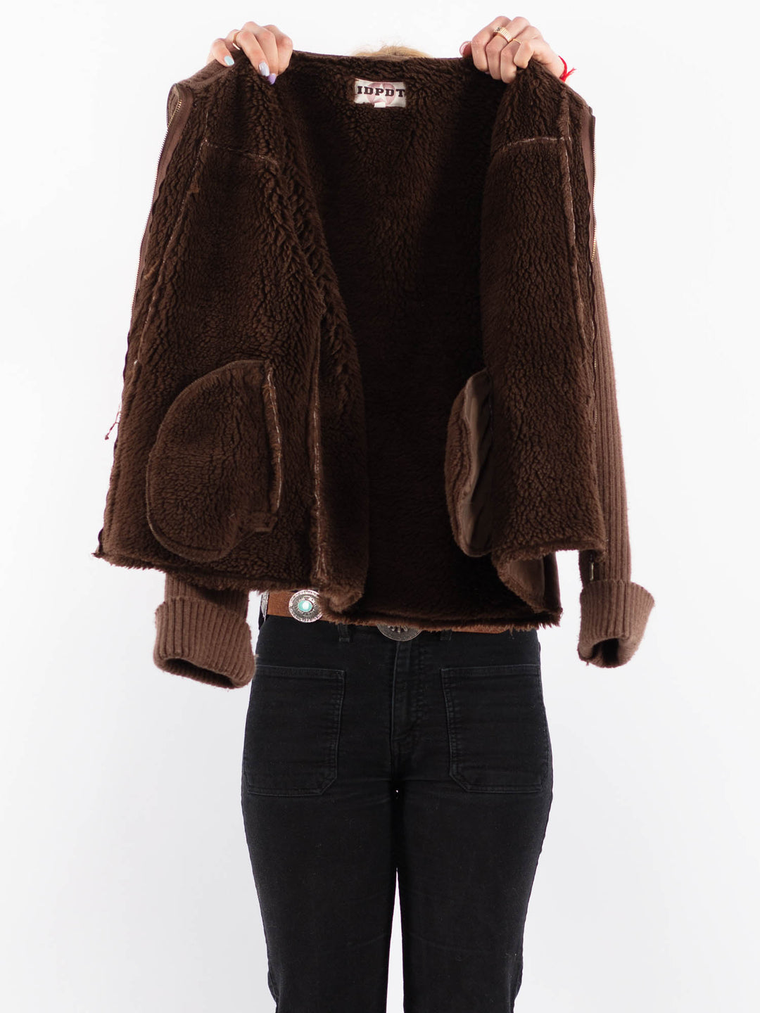 Vintage 90's Women Faux Sheepskin Jacket in BeigeV9706