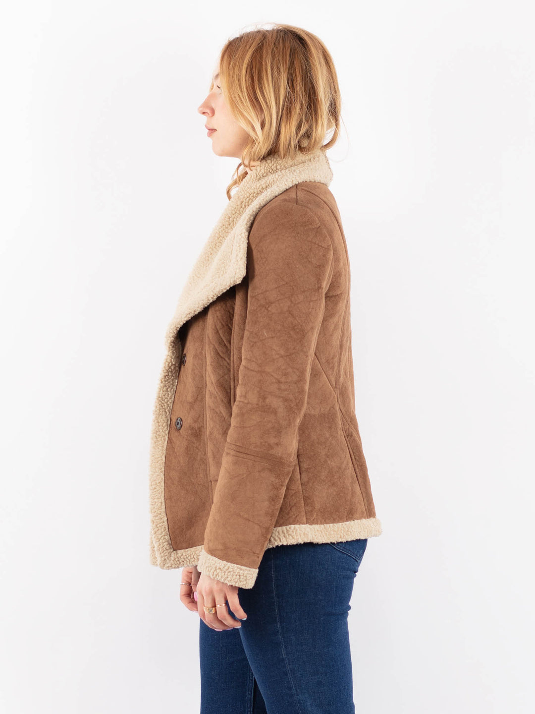 Vintage 00's Women Faux Sheepskin Jacket in BeigeV9610
