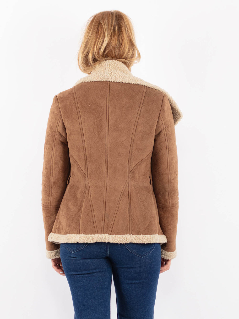 Vintage 00's Women Faux Sheepskin Jacket in BeigeV9610