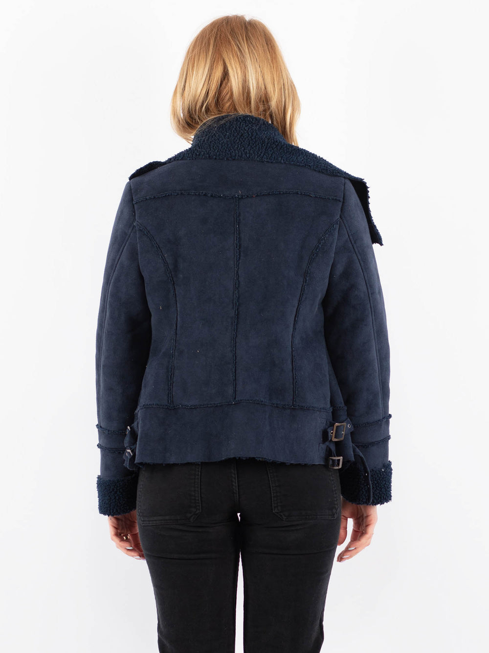 Vintage 00's Women Faux Sheepskin Jacket in BlueV9711