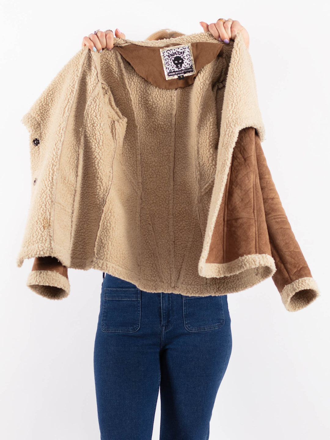 Vintage 00's Women Faux Sheepskin Jacket in BeigeV9610