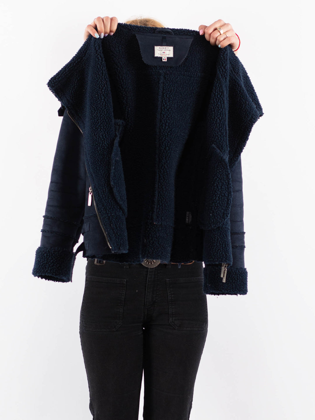 Vintage 00's Women Faux Sheepskin Jacket in BlueV9711