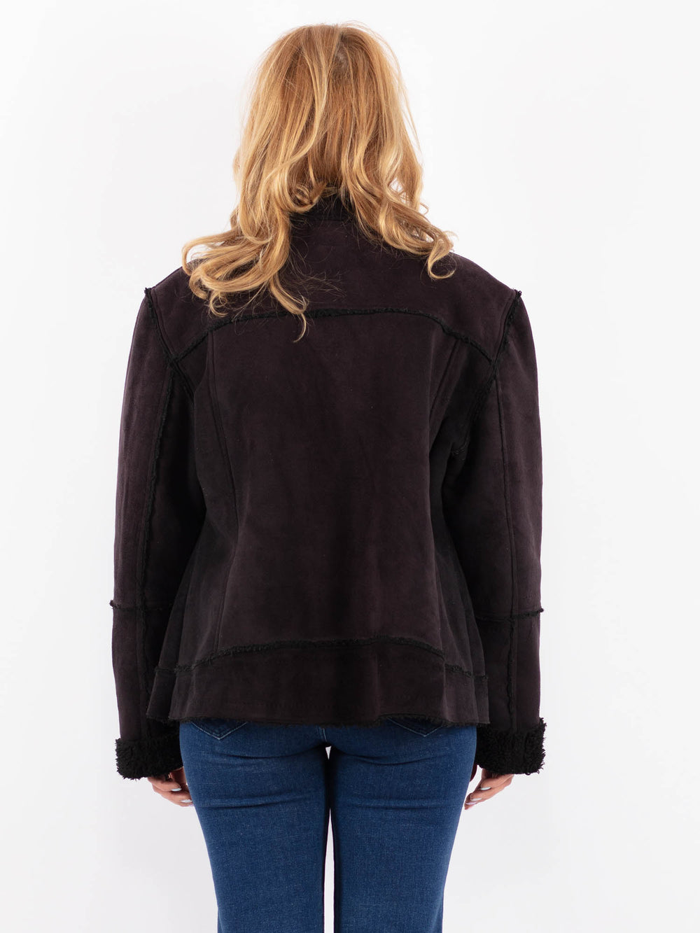 Vintage 90's Women Faux Sheepskin Jacket in BlackV9612