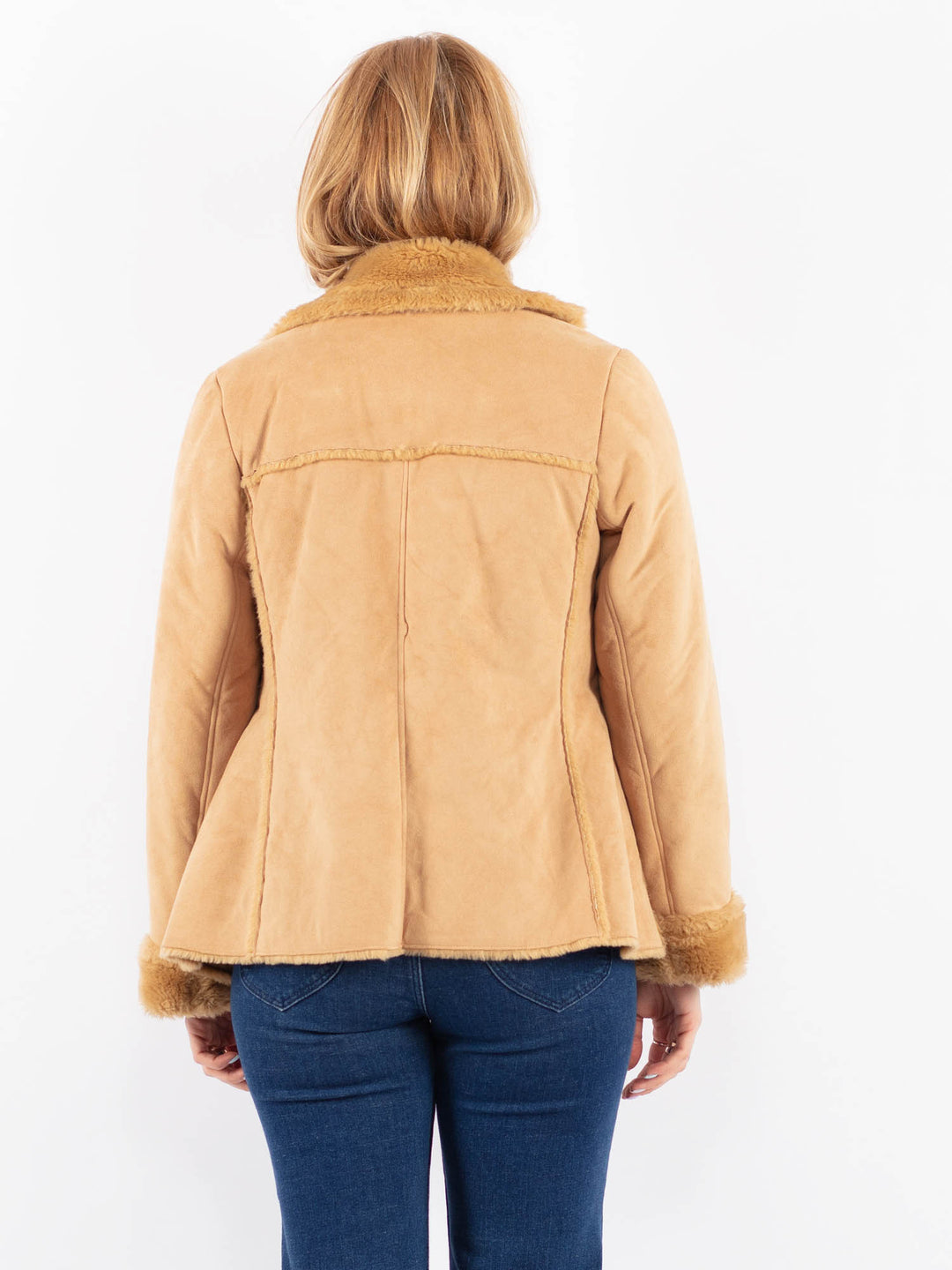 Vintage 00's Women Faux Sheepskin Jacket in BeigeV9629