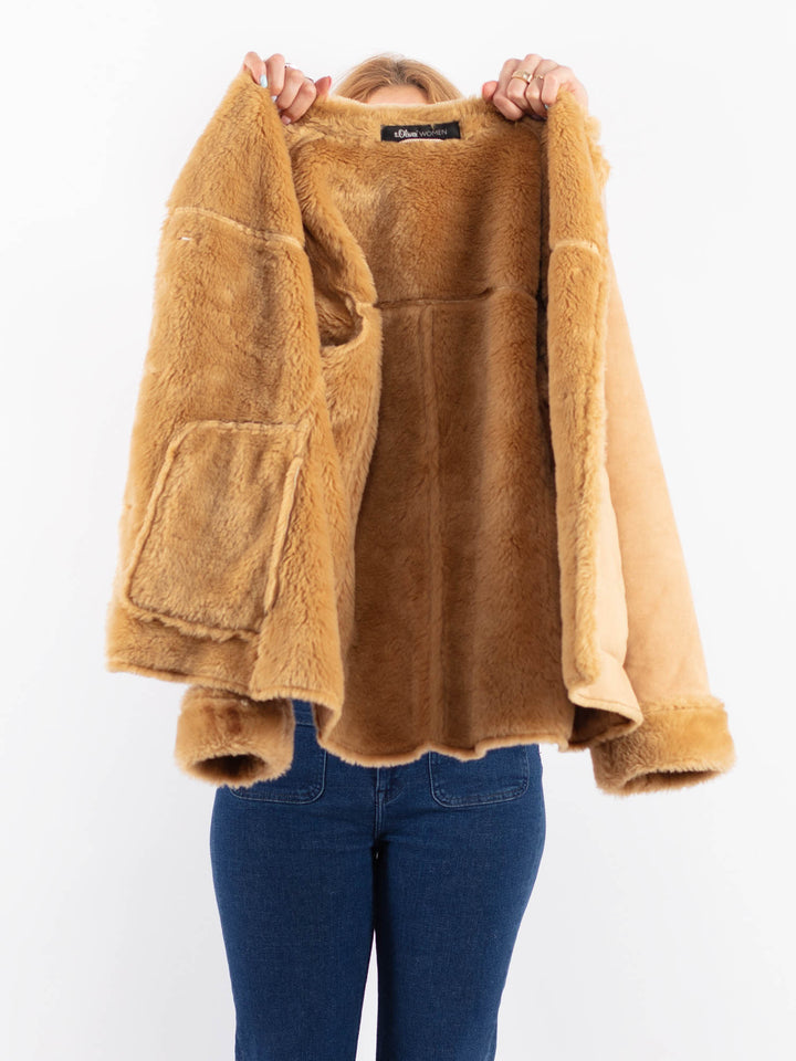 Vintage 00's Women Faux Sheepskin Jacket in BeigeV9629