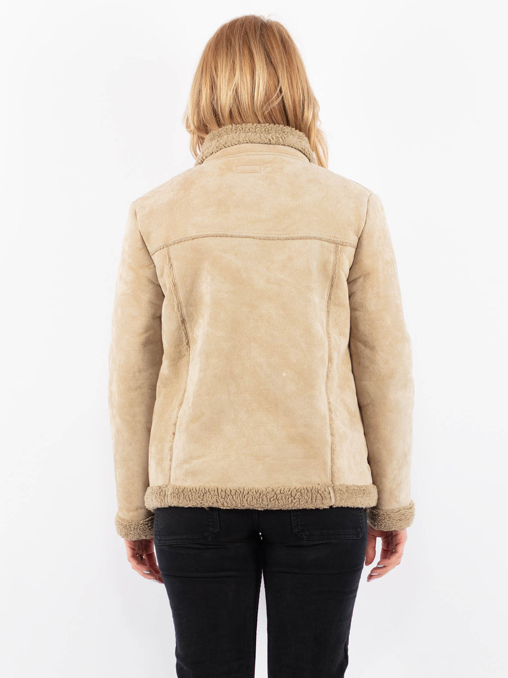 Vintage 90's Women Faux Sheepskin Jacket in BeigeV9732