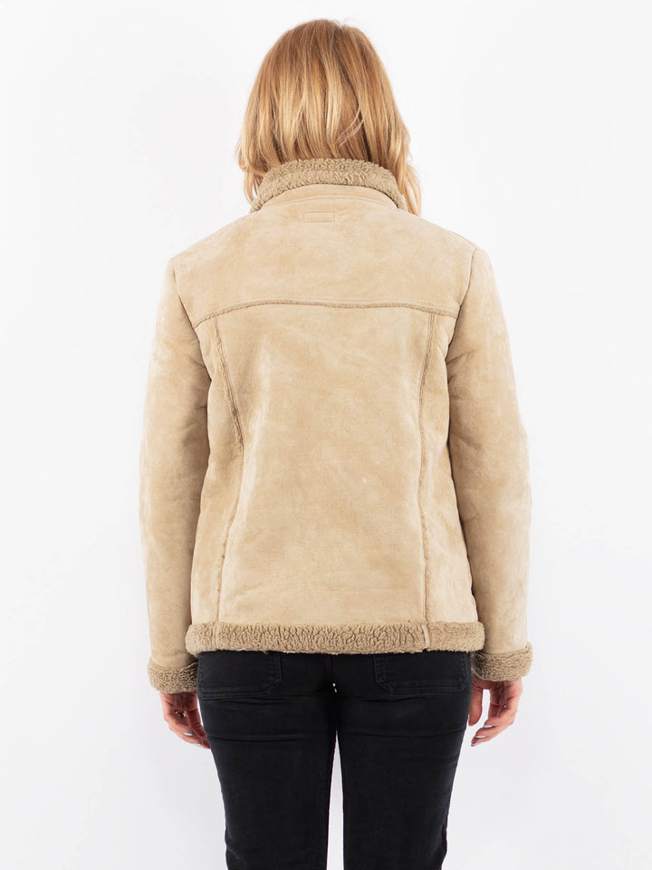 Vintage 90's Women Faux Sheepskin Jacket in BeigeV9732